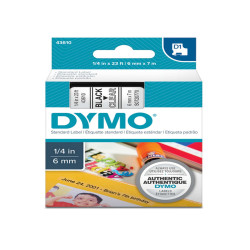 Nastro D1 standard 436100 - 6 mm x 7 mt - PL - nero/trasparente - Dymo