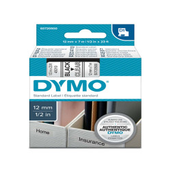 Nastro D1 standard 450100 - 12 mm x 7 mt - PL - nero/trasparente - Dymo