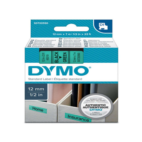 Nastro D1 standard 450190 - 12 mm x 7 mt - PL - nero/verde - Dymo