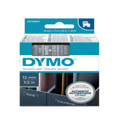 Nastro D1 standard 450200 - 12 mm x 7 mt - PL - bianco/trasparente - Dymo
