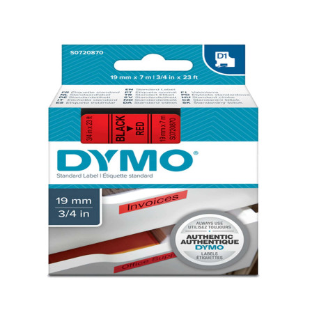 Nastro D1 standard 458070 - 19 mm x 7 mt - PL - nero/rosso - Dymo