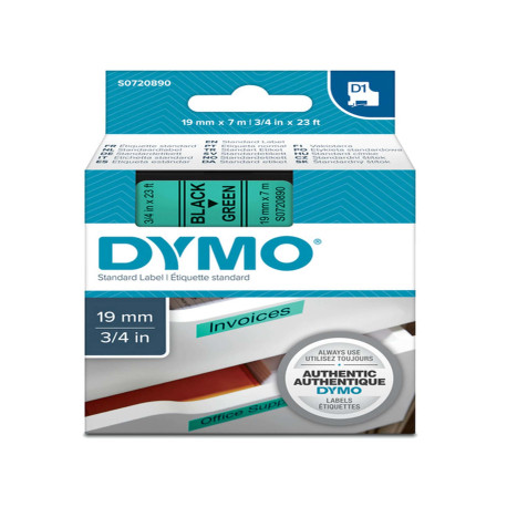 Nastro D1 standard 458090 - 19 mm x 7 mt - PL - nero/verde - Dymo