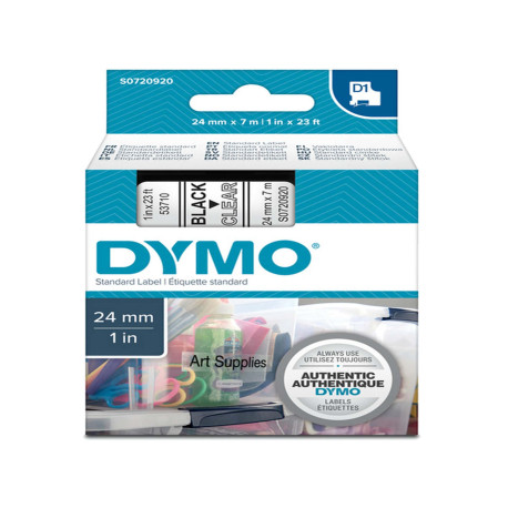 Nastro D1 standard 537100 - 24 mm x 7 mt - PL - nero/trasparente - Dymo