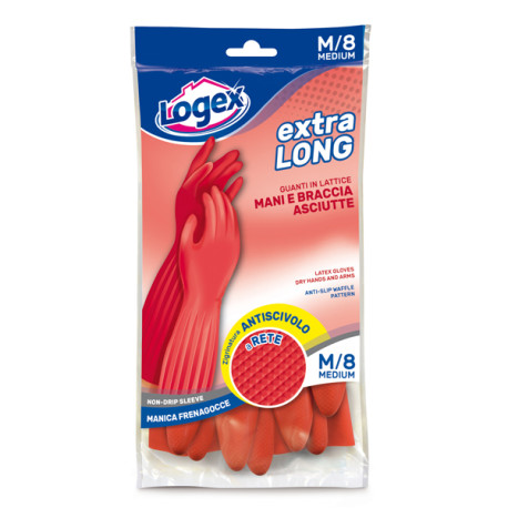 Guanti in lattice Extralong - taglia M - rosso - Logex Professional