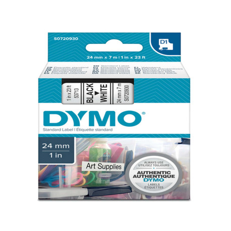 Nastro D1 standard 537130 - 24 mm x 7 mt - PL - nero/bianco - Dymo