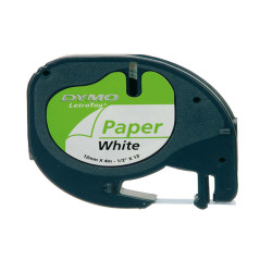 Nastro Letratag  912000 - 12 mm x 4 mt -carta -  bianco - Dymo