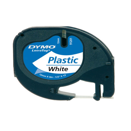 Nastro Letratag 912010 - 12 mm x 4 mt - plastica - bianco - Dymo