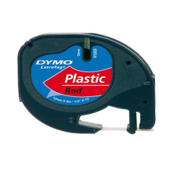 Nastro Letratag 912030 - 12 mm x 4 mt - plastica - rosso - Dymo