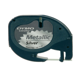 Nastro Letratag 912080 - 12 mm x 4 mt - metallo - argento - Dymo