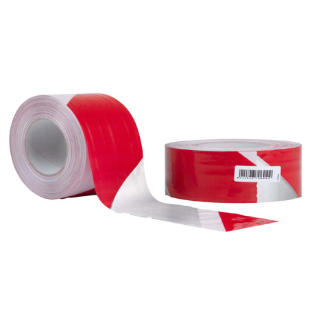 Nastro segnaletico SIGNAL - 70 mm x 100 m - bianco/rosso riflettente - Geko