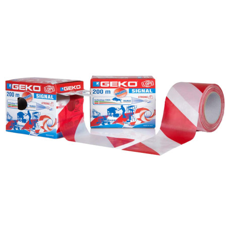 Nastro segnaletico SIGNAL - 70 mm x 200 m - bianco/rosso - Geko