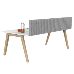 Pannello fonoassorbente per scrivania - 155 x 40 cm - morsetti neri - grigio chiaro