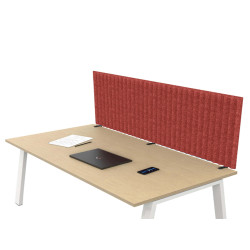 Pannello fonoassorbente per scrivania - 175 x 40 cm - morsetti neri - rosso