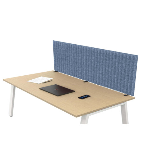 Pannello fonoassorbente per scrivania - 75 x 40 cm - morsetti neri - azzurro