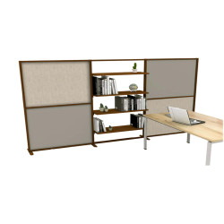 Parete divisoria/libreria Tetrix - 307 x 180,5cm - profilo corten - lino cancun/grigio cera - Studio T