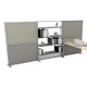Parete divisoria/libreria Tetrix - 307 x 180,5cm - profilo silver - lino cancun/grigio cera - Studio T