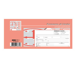 Blocco permesso uscita - 9,9 x 17cm - 50/50 fogli autoricalcanti - Edipro