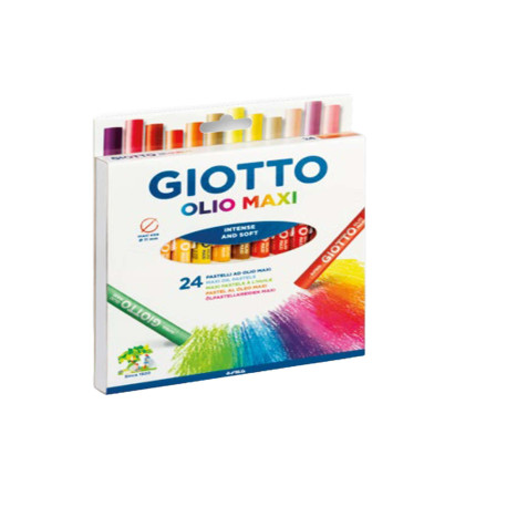 Pastelli a olio - lunghezza 70 mm - diametro11 mm - colori assortiti - Giotto - conf. 24 pezzi