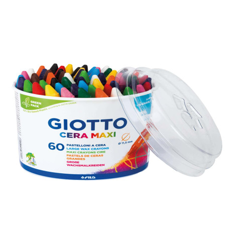 Pastelli cera maxi - lunghezza 100mm Ø11,50mm - Giotto - barattolo 60 pastelli