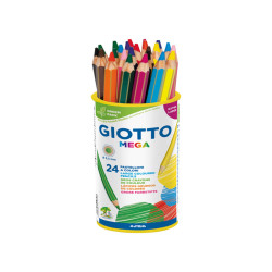 Pastelli colorati Mega - esagonale - diametro mina 5,5 mm - colori assortiti - Giotto - conf. 24 pezzi