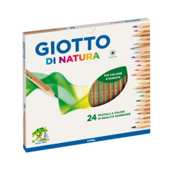 Pastelli colorati Natura - diametro mina 4 mm - legno di cedro - colori assortiti - Giotto - astuccio 24 pezzi