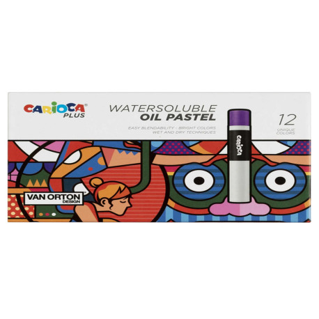 Pastello a olio - lunghezza 60 mm - colori assortiti - Carioca Plus - conf. 12 pezzi