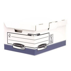 Bankers Box - Scatola per archiviazione - per Folio - bianco con banda blu