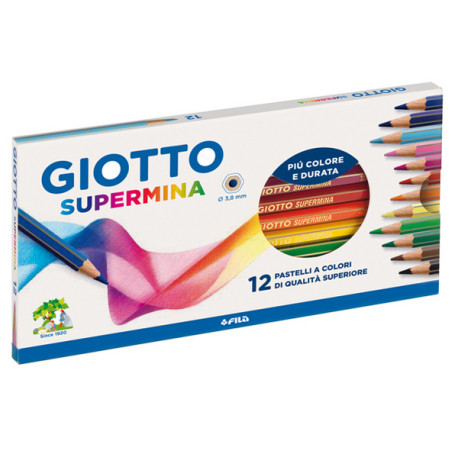 Pastello Supermina - mina 4 mm - colori assortiti - Giotto - astuccio 12 pezzi