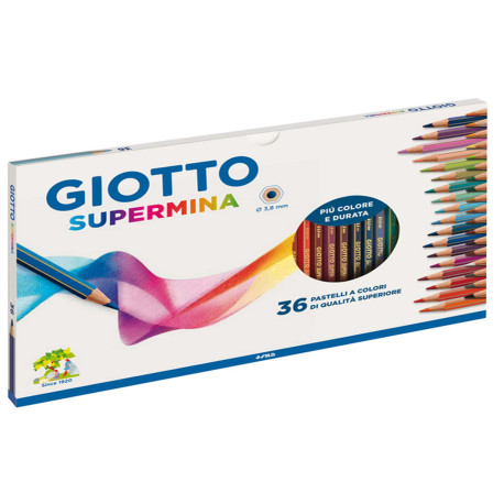 Pastello Supermina - mina 3,8 mm - colori assortiti - Giotto - astuccio 36 pezzi
