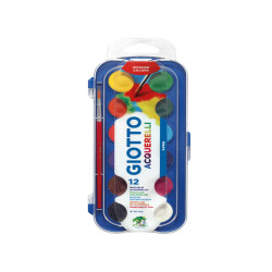 Pastiglie Acquerelli - ø 30mm - colori assortiti - Giotto - astuccio da 12 pastiglie