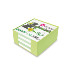 Contenitore in plastica con foglietti - bianco - 10 x 10 x 5cm - carta riciclata 100% - IKona+
