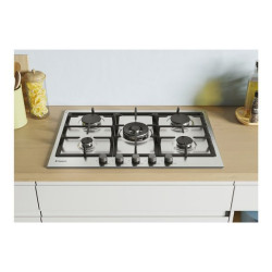Candy Timeless CHG74WX - Piano cottura a gas - 5 piastre - Nicchia - larghezza: 56 cm - prof. 48 cm - acciao inox - acciaio ino