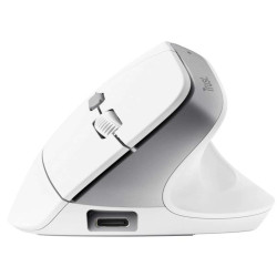 Trust  BAYO II MOUSE WIRELESS ERGONOMICO VERTICALE RICARICABILE - 50% PLASTICA RICICLATA - BIANCO