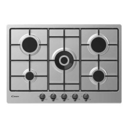 Candy Classic CHW74WTX - Piano cottura a gas - 5 piastre - Nicchia - larghezza: 56 cm - prof. 48 cm - acciao inox - acciaio ino