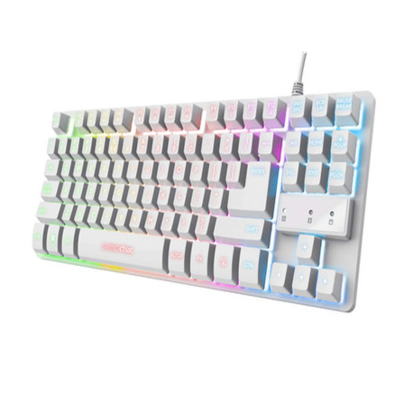 Trust GXT 833W Thado, Tenkeyless (80 - 87%), Cablato, USB, Interruttore a chiave a membrana, Bianco