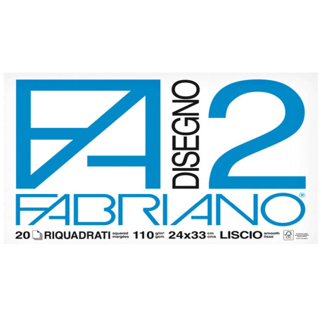 Album F2 - 24 x 33 cm - 20 fogli - 110 gr - liscio squadrato - 4 angoli - Fabriano