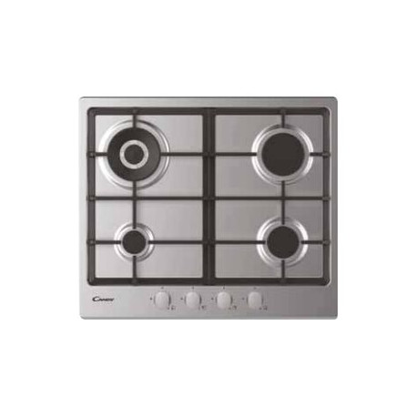 Candy Timeless CHG 6BR4 WX - Piano cottura a gas - 4 piastre - Nicchia - larghezza: 56 cm - prof. 48 cm - acciao inox - acciaio