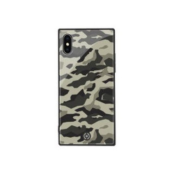 Celly Diamond Square - Cover per cellulare - vetro temperato, poliuretano termoplastico morbido (TPU) - nero - per Apple iPhone