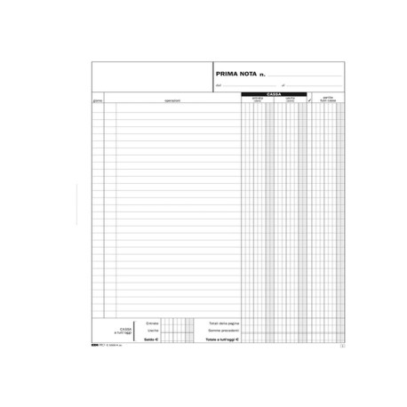Blocco prima nota cassa entrate/uscite - 50/50 fogli autoricalcanti - 31 x 21cm - Edipro
