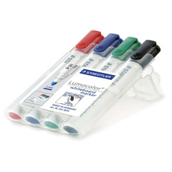 Pennarelli Lumocolor whiteboard 351 - tratto 2 mm - colori assortiti - Staedtler - conf. 4 pezzi