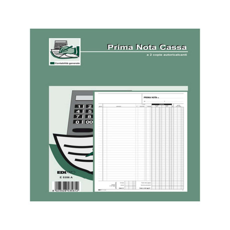 Blocco prima nota cassa entrate/uscite/Iva - 50/50 fogli autoricalcanti - 31 x 21cm - Edipro