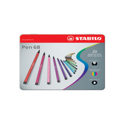 Pennarelli Pen 68 - colori assortiti - Stabilo - scatola in metallo 20 pezzi