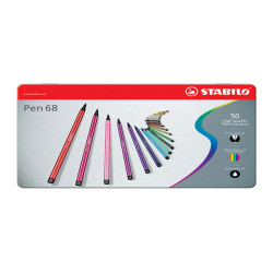 Pennarelli Pen 68 - colori assortiti - Stabilo - scatola in metallo 50 pezzi