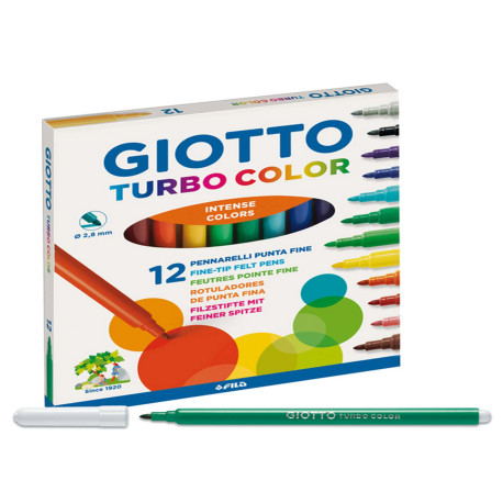 Pennarelli Turbo Color - punta ø2,8mm - colori assortiti - Giotto - astuccio 12 pezzi