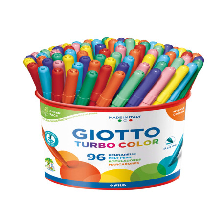 Pennarelli Turbo Color - punta ø2,8mm - colori assortiti - Giotto - barattolo 96 pezzi