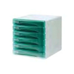 ARDA Olivia - Cassettiera - 6 cassetti - per A4, 265 x 335 mm - verde trasparente