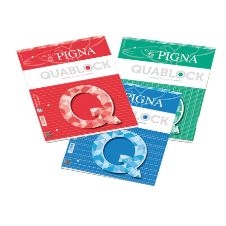 Blocco Quablock Original - collato - A4 - 1 rigo - 80 gr - 50 fogli - 4 fori - Pigna
