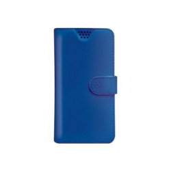 Celly Wally Unica - Flip cover per cellulare - finta pelle in poliuretano - blu - 5.5" - 6"