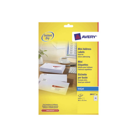 Avery - Bianco - 21.2 x 38.1 mm 1625 pezzi (25 foglio(i) x 65) Etichette per indirizzi