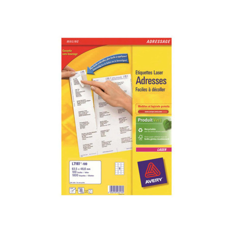Avery - Bianco - 63.5 x 46.6 mm 1800 etichette (100 foglio(i) x 18) Etichette per indirizzi